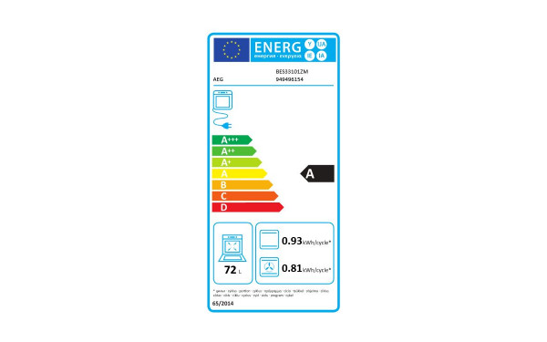 AEG BES33101ZM - &Eacute;tiquette &eacute;nergie