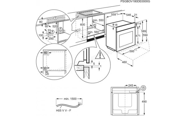 AEG BPE546360M - Dimensions