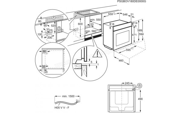 AEG BSE78228BM - Dimensions