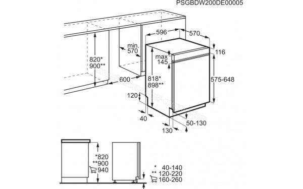 AEG FEE83806PM - Dimensions