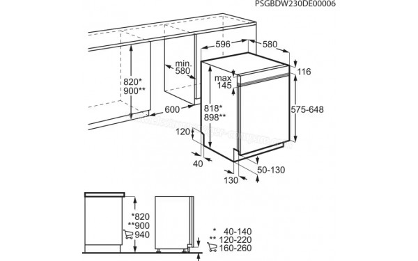 AEG FEE86717PM - Dimensions