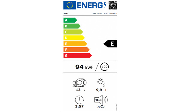 AEG FFB52610ZW - &Eacute;tiquette &eacute;nergie v2