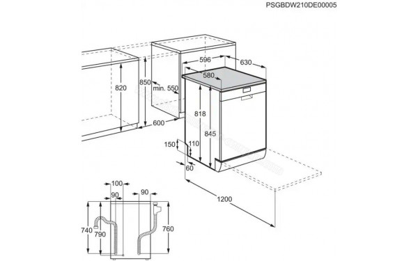 AEG FFB53627ZM - Dimensions