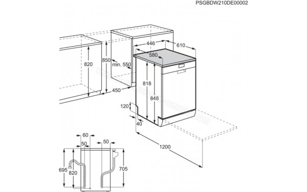 AEG FFB73517ZM - Dimensions