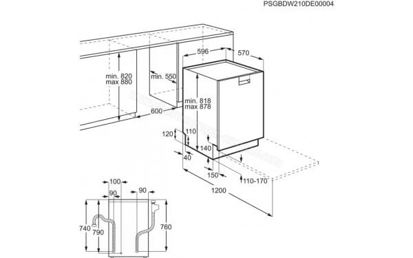 AEG FFB73706PM - Dimensions