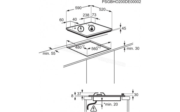 AEG HKB64450NB - Dimensions