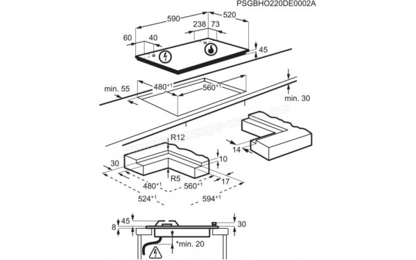 AEG HKB64453NB - Dimensions
