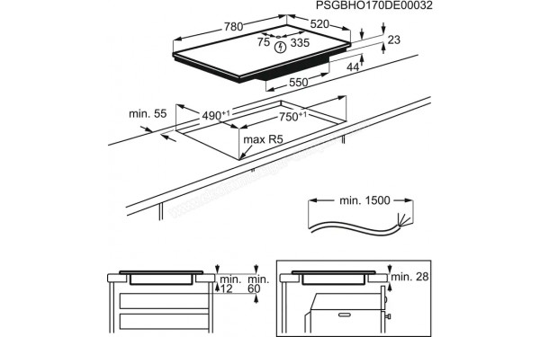 AEG IPE84531FB - Dimensions