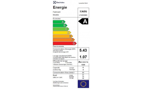 AEG L76680NWD - &Eacute;tiquette &eacute;nergie