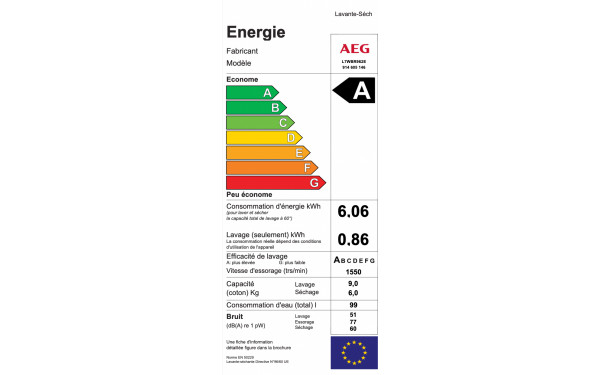 AEG L7WBR962E 2017 - &Eacute;tiquette &eacute;nergie