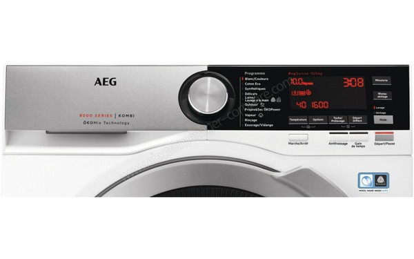 AEG L8WED164C - Panneau de commandes (cr&eacute;dit : Darty)