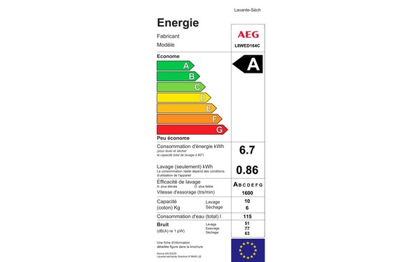 AEG L8WED164C - &Eacute;tiquette &eacute;nergie