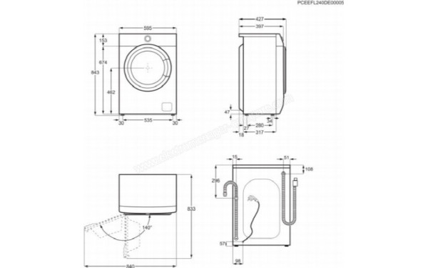 AEG LSR6E6264XA - Dimensions