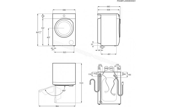 AEG LWR73A166NV - Dimensions
