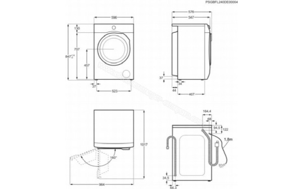 AEG LWR7G944B - Dimensions