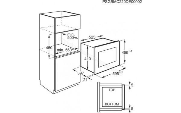 AEG MBE2658SEM - Dimensions