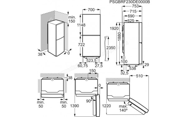 AEG RCB646E3MX - Dimensions