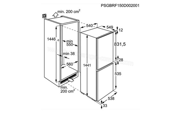 AEG SCB51421LS - Vue du sch&eacute;ma de l'encastrement