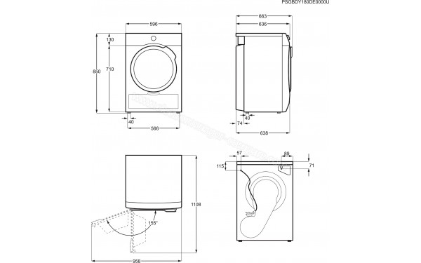 AEG T8DBD844F - Dimensions