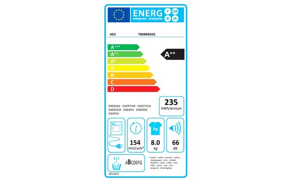 AEG T8DBR842G - &Eacute;tiquette &eacute;nergie