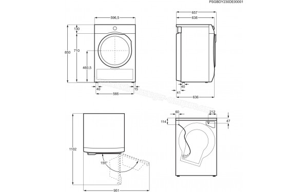 AEG TE7G9GBP - Dimensions