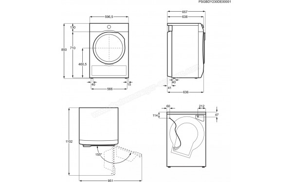 AEG TR95A9B6BW - Dimensions