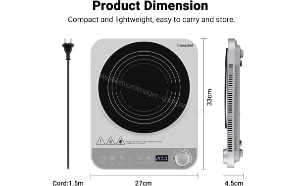 AMZCHEF CE-YL-20K100-SV - Dimensions
