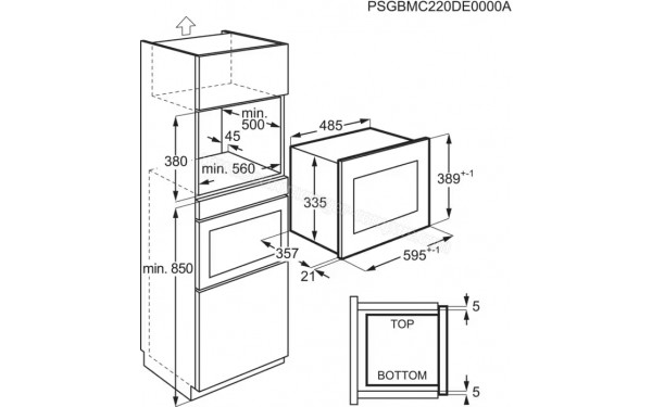 ARTHUR MARTIN AMMG25B - Dimensions