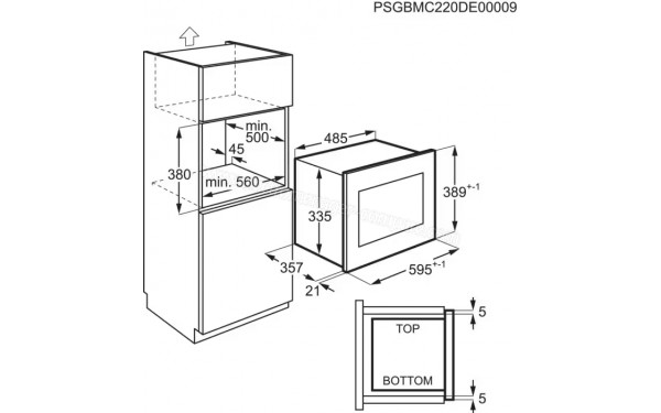 ARTHUR MARTIN AMMG25B - Dimensions