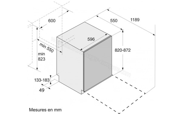 ASKO D5456FSW - Sch&eacute;ma d'encastrement