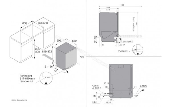 ASKO DBI2444IB.W/1 - Dimensions