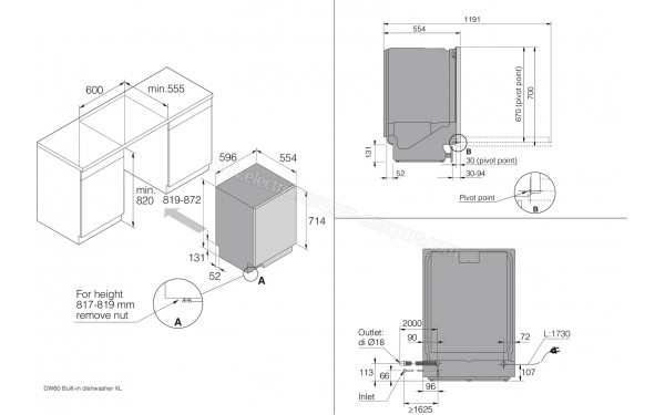 ASKO DBI344IB.S - Dimensions
