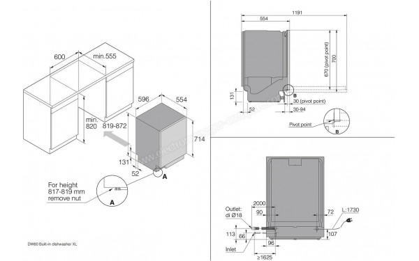 ASKO DBI344IB.W - Dimensions