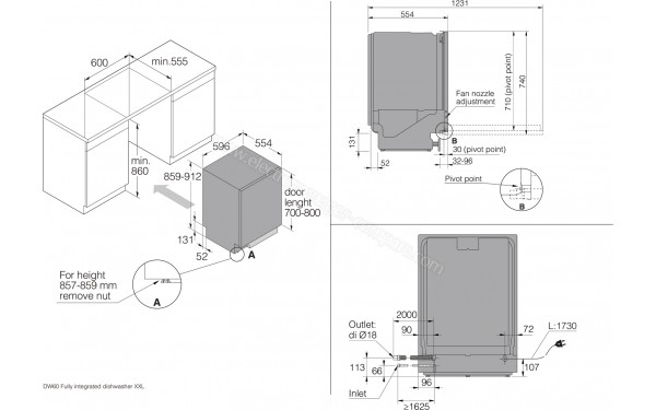 ASKO DFI544BXXL - Dimensions