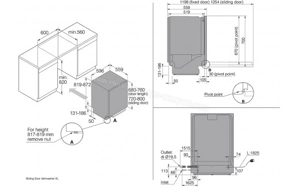 ASKO DFI746U - Dimensions
