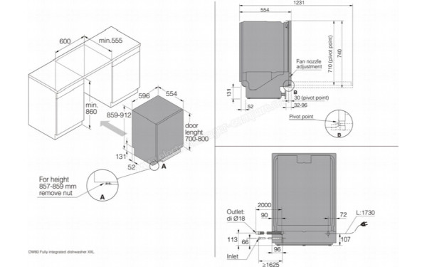 ASKO DFI756MUXXL - Dimensions