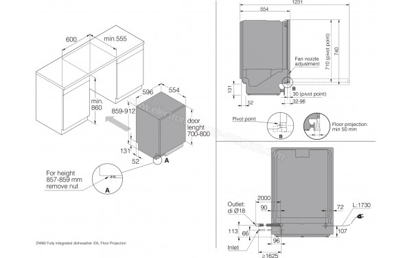 ASKO DFI778UXXL - Dimensions