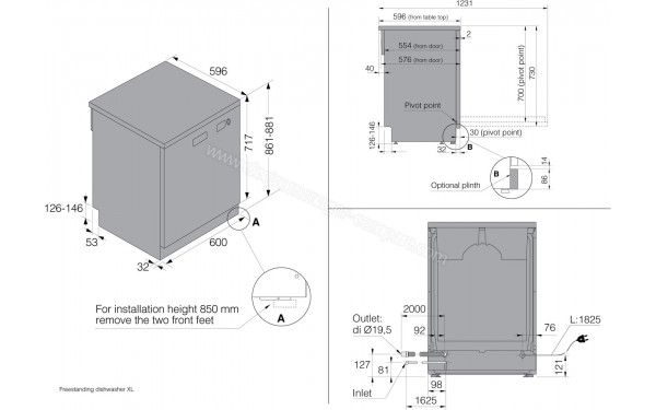 ASKO DFS244IB.S/1 - Dimensions