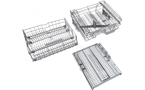 ASKO DFS244IB.W/1 - Vue du panier inf&eacute;rieur, sup&eacute;rieur et tiroir sup&eacute;rieur