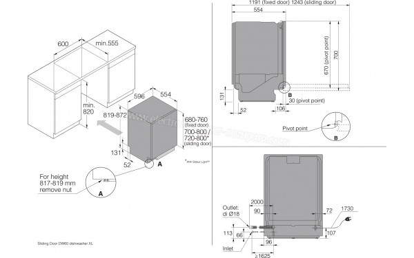 ASKO DSD544B - Dimensions