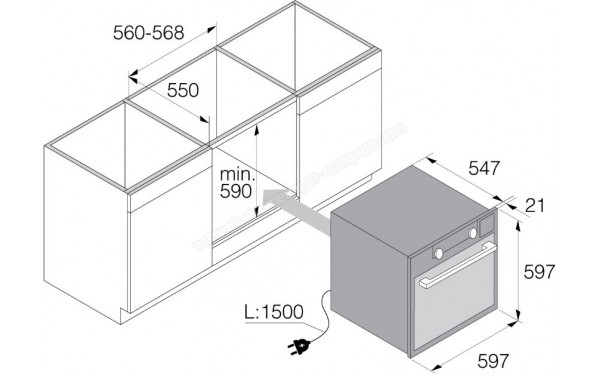 ASKO OCS8687A - Sch&eacute;ma technique encastrement dans meuble bas