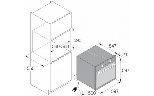 ASKO OCS8687A - Sch&eacute;ma technique encastrement dans meuble haut