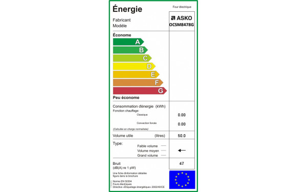 ASKO OCSM8478G - &Eacute;tiquette &eacute;nergie