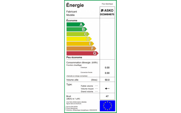 ASKO OCSM8487S - &Eacute;tiquette &eacute;nergie