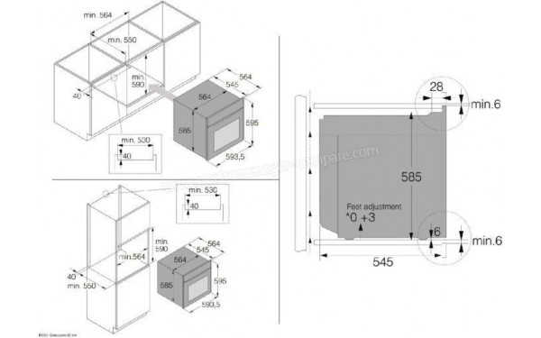 ASKO OTP26BGH - Dimensions