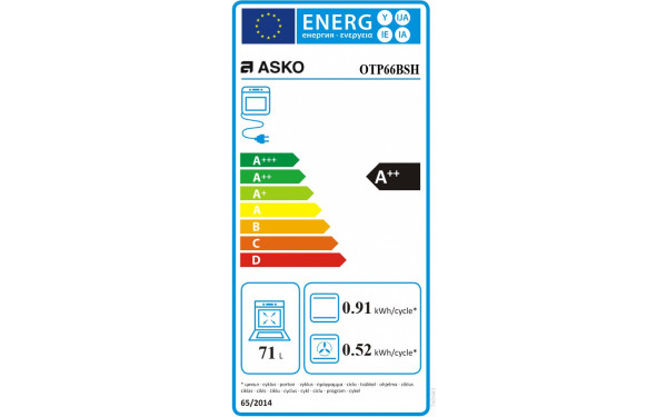 ASKO OTP66BSH - &Eacute;tiquette &eacute;nergie