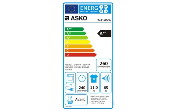 ASKO T411HD.W - &Eacute;tiquette &eacute;nergie