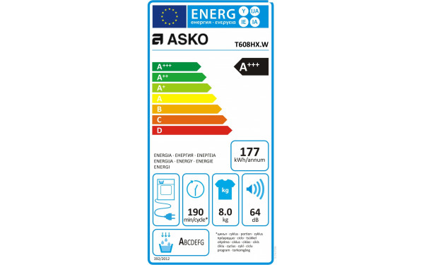 ASKO T608HX.W - &Eacute;tiquette &eacute;nergie