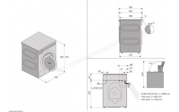 ASKO W2084C.W/2 - Dimensions