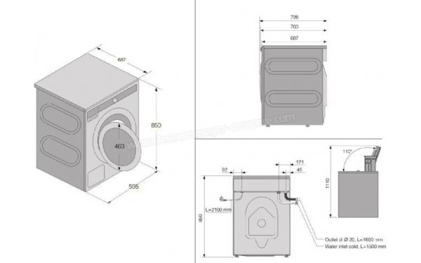 ASKO W3114CXLW - Dimensions
